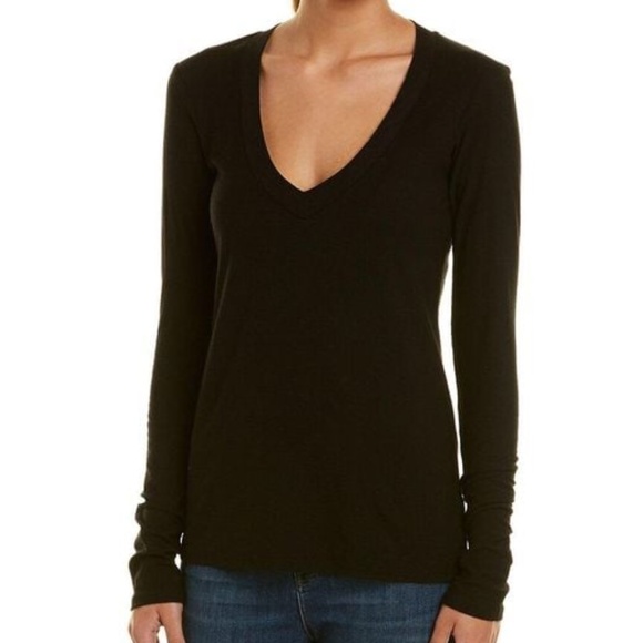 NWT James Perse V Neck Long Sleeve T Shirt $225 Retail Size 2 / Medium - Picture 1 of 10
